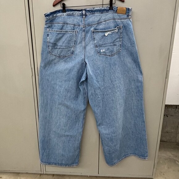 AE Dreamy Drape Super High-Rise Ultra Wide-Leg Jeans Distressed 5 Pocket Sz 20 - Picture 6 of 13